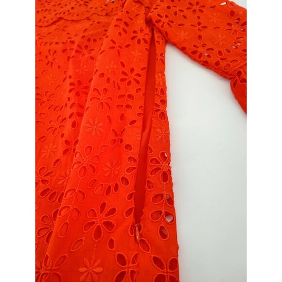 J.Crew Bell-sleeve Shift in Brilliant Sunset Embroidered Eyelet Dress 2 - Picture 6 of 15